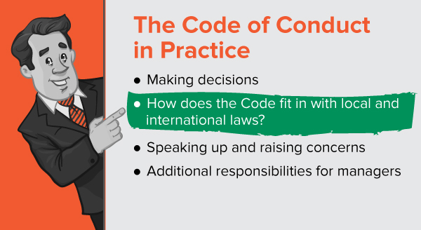 The Code of Conduct in Practice: How does the code fit in with local and international laws