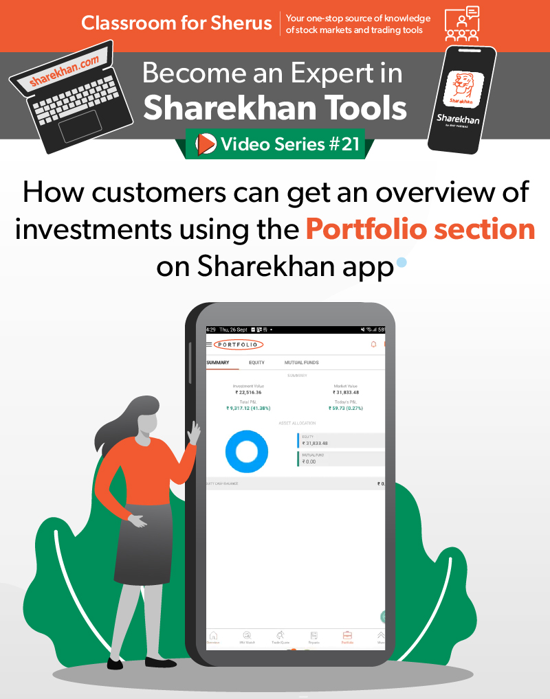 Classroom for Sherus #21 How customers can get an overview of investments using the Portfolio section on Sharekhan app 